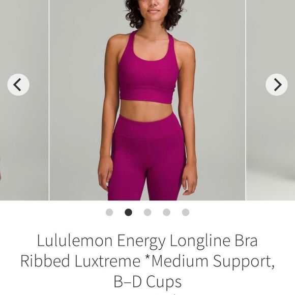 Lululemon Energy Longline Bra Ribbed Luxtreme - size 2 - Picture 2 of 4